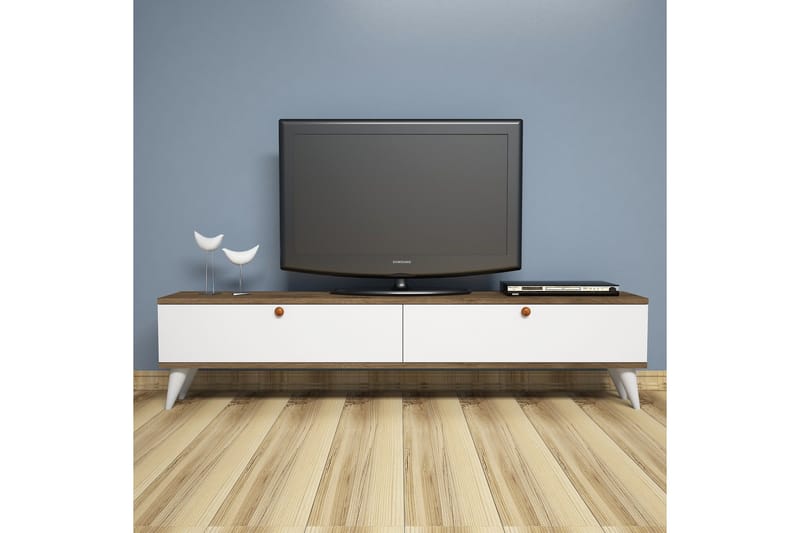Gersby TV-Bänk 160 cm - Vit/Brun - Möbler - TV- & Mediamöbler - TV bänk & mediabänk