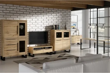 Halle WM Golvstående TV Bänk 180 cm med Förvaring i Ek - Träfärgad - Möbler - TV- & Mediamöbler - TV bänk & mediabänk