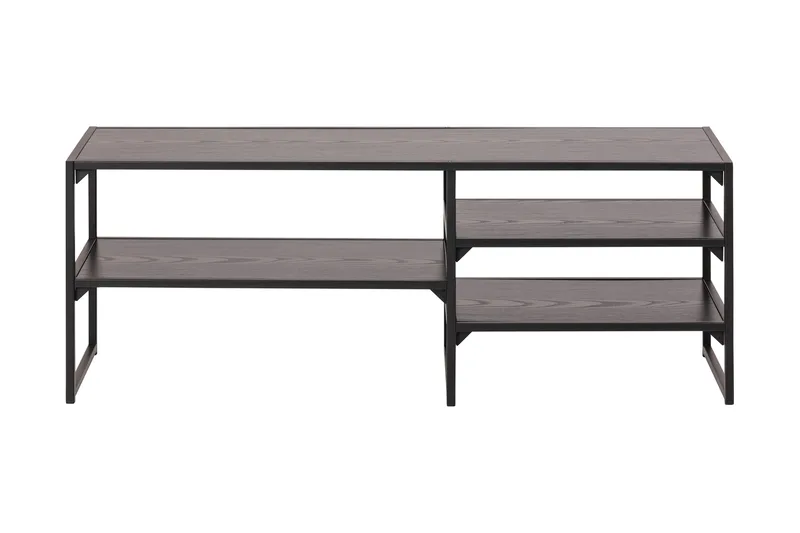 Hasslevik Tv-bänk 120 cm 3 Hyllor - Svart/Matt Svart - Möbler - TV- & Mediamöbler - TV bänk & mediabänk