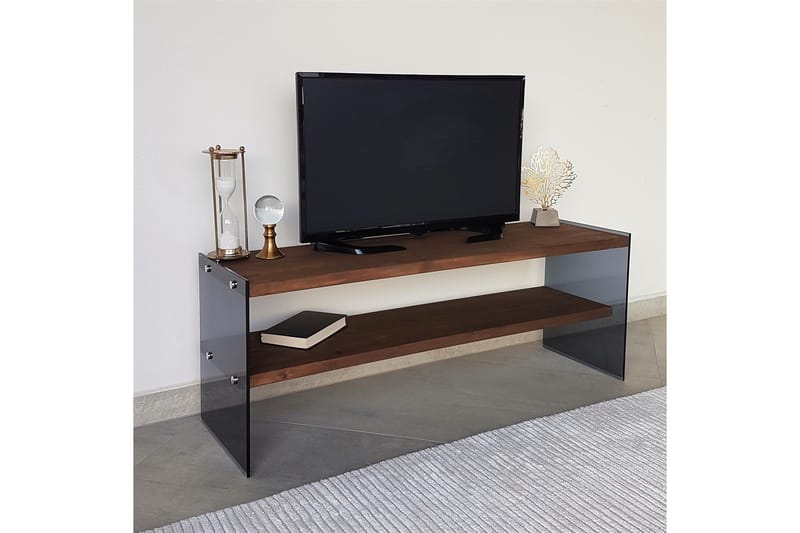 Heglar Golvstående TV Bänk 120 cm med Förvaring i Valnöt - Brun - Möbler - TV- & Mediamöbler - TV bänk & mediabänk