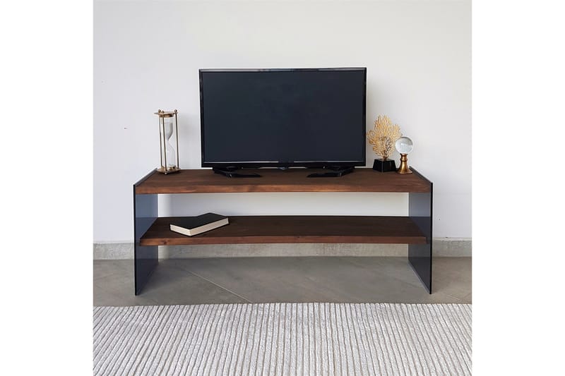 Heglar Golvstående TV Bänk 120 cm med Förvaring i Valnöt - Brun - Möbler - TV- & Mediamöbler - TV bänk & mediabänk