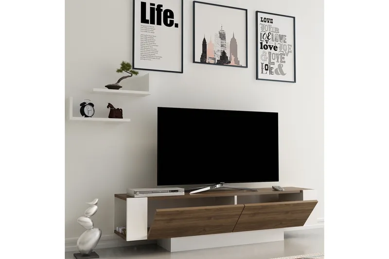 Hejde TV-Bänk 150 cm - Brun/Vit - Möbler - TV- & Mediamöbler - TV bänk & mediabänk