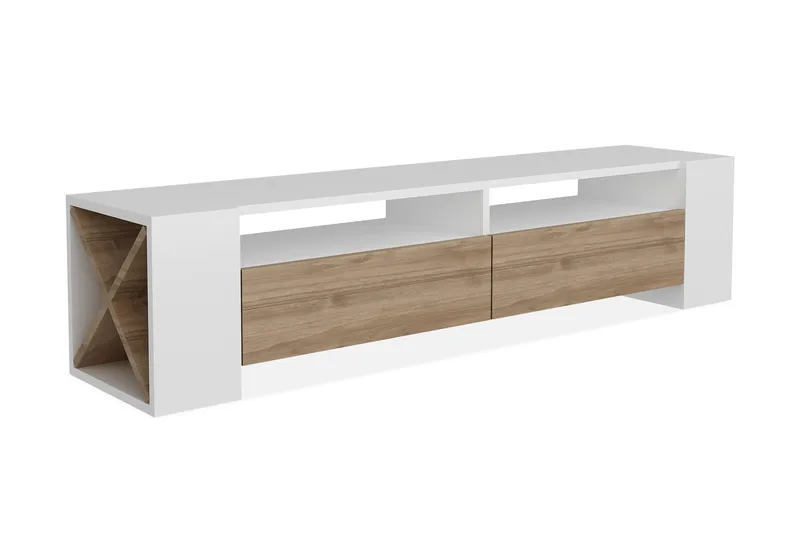 Hejde TV-Bänk 155 cm, Vit/Brun
