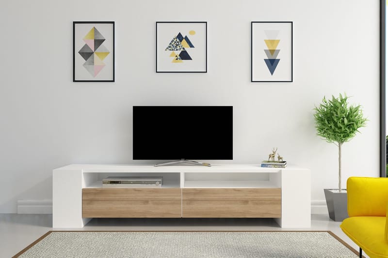 Hejde TV-Bänk 155 cm - Vit/Brun - Möbler - TV- & Mediamöbler - TV bänk & mediabänk
