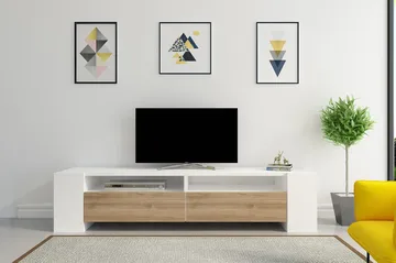 Hejde TV-Bänk 155 cm - Vit/Brun - Möbler - TV- & Mediamöbler - TV bänk & mediabänk