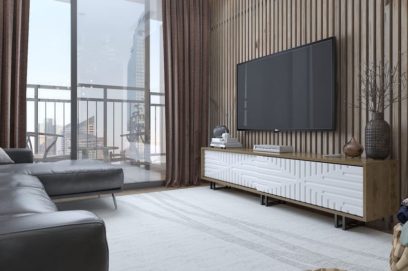 Hejde TV-Bänk 180 cm - Brun/Vit - Möbler - TV- & Mediamöbler - TV bänk & mediabänk