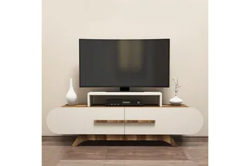 Hovdane Golvstående Tv-bänk 145 cm med Förvaring i Mörkt Trä - Vit - Möbler - TV- & Mediamöbler - TV bänk & mediabänk