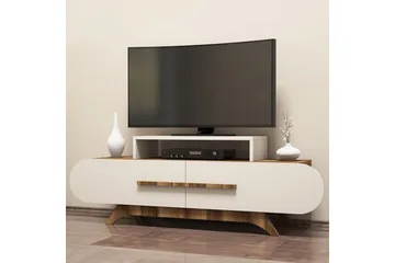 Hovdane Golvstående Tv-bänk 145 cm med Förvaring i Mörkt Trä - Vit - Möbler - TV- & Mediamöbler - TV bänk & mediabänk