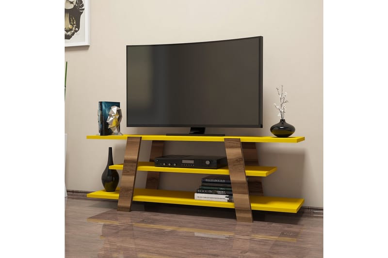 Hovdane TV-Bänk 120 cm - Brun/Gul - Möbler - TV- & Mediamöbler - TV bänk & mediabänk