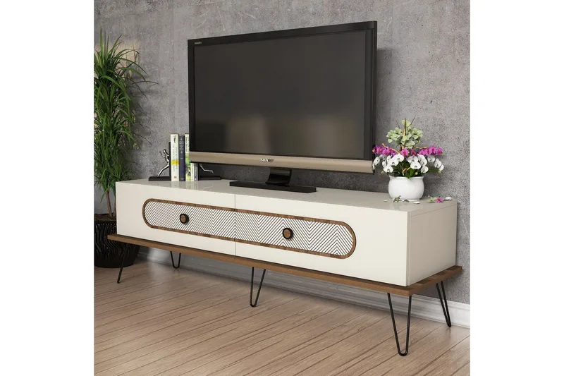 Hovdane TV-Bänk 145 cm - Brun/Vit - Möbler - TV- & Mediamöbler - TV bänk & mediabänk