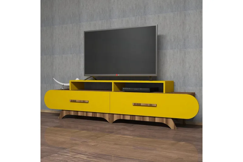 Hovdane TV-Bänk 205 cm - Brun/Gul - Möbler - TV- & Mediamöbler - TV bänk & mediabänk