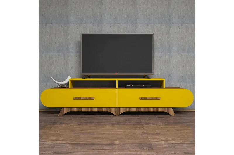 Hovdane TV-Bänk 205 cm - Brun/Gul - Möbler - TV- & Mediamöbler - TV bänk & mediabänk