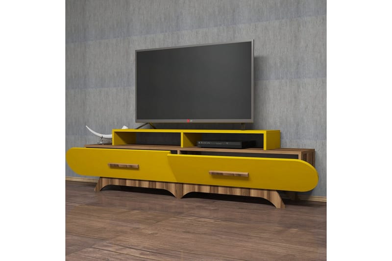 Hovdane TV-Bänk 205 cm - Brun/Gul - Möbler - TV- & Mediamöbler - TV bänk & mediabänk