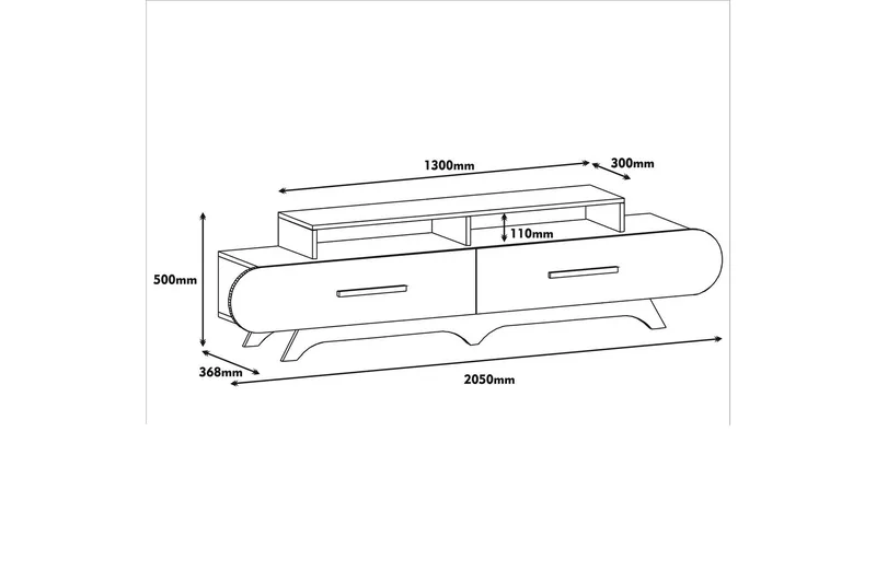 Hovdane TV-Bänk 205 cm - Brun/Gul - Möbler - TV- & Mediamöbler - TV bänk & mediabänk