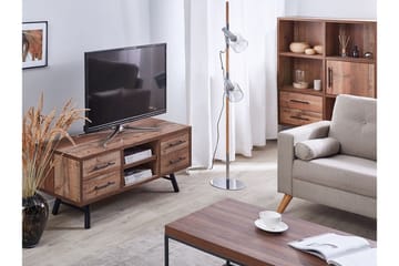 Illari Golvstående Tv Bänk 127 cm med Förvaring i Ljust Trä - Brun - Möbler - TV- & Mediamöbler - TV bänk & mediabänk