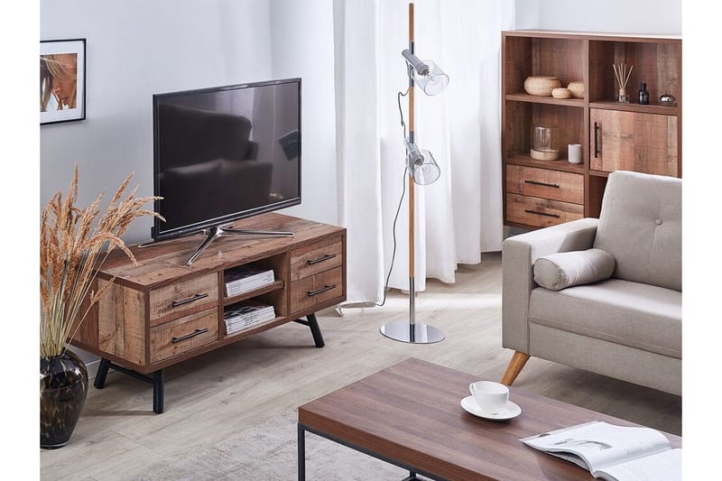 Illari Golvstående Tv Bänk 127 cm med Förvaring i Ljust Trä - Brun - Möbler - TV- & Mediamöbler - TV bänk & mediabänk