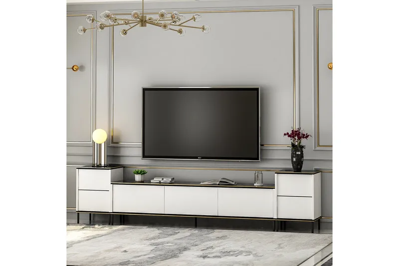 Imaj Tv-bänk 260 cm - Guld/Svart/Vit - Möbler - TV- & Mediamöbler - TV bänk & mediabänk
