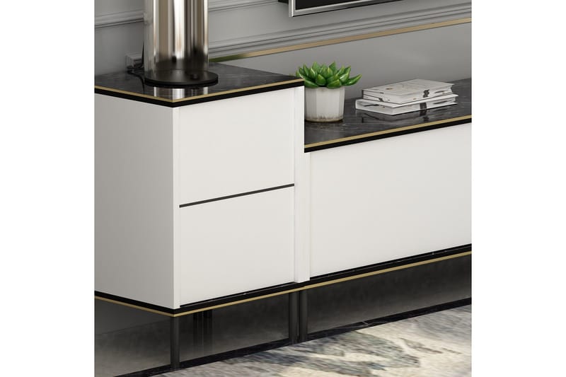 Imaj Tv-bänk 260 cm - Guld/Svart/Vit - Möbler - TV- & Mediamöbler - TV bänk & mediabänk