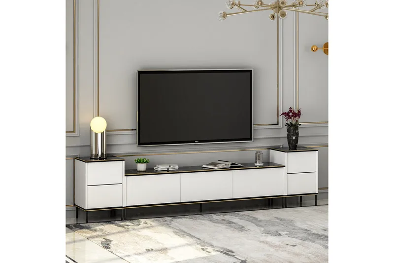 Imaj Tv-bänk 260 cm - Guld/Svart/Vit - Möbler - TV- & Mediamöbler - TV bänk & mediabänk