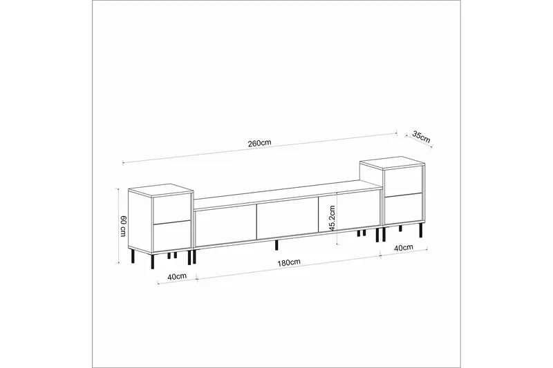 Imaj Tv-bänk 260 cm - Guld/Svart/Vit - Möbler - TV- & Mediamöbler - TV bänk & mediabänk