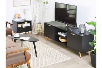 Indio Golvstående TV-bänk 166 cm med Förvaring i Trä med Metallben - Svart - Möbler - TV- & Mediamöbler - TV bänk & mediabänk