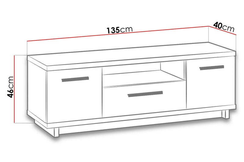 Ingram TV-bänk 40x135 cm - Ek/Svart - Möbler - TV- & Mediamöbler - TV bänk & mediabänk