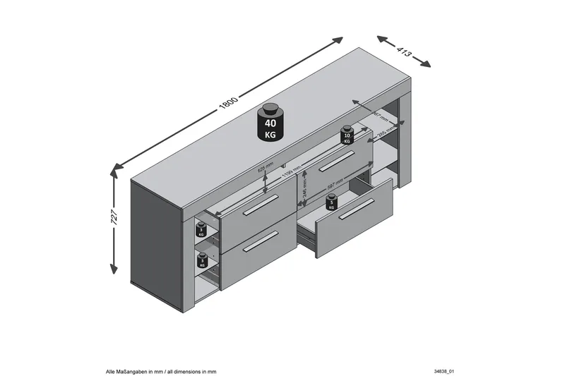 Jernae TV-Bänk 180 cm - Vit - Möbler - TV- & Mediamöbler - TV bänk & mediabänk