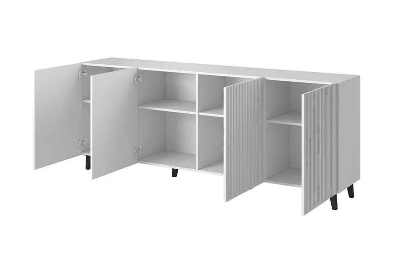 Juniskär Skänk med Förvaring 40x82x200 cm - Vit / Svart / Trä / Ribbad - Möbler - TV- & Mediamöbler - TV bänk & mediabänk