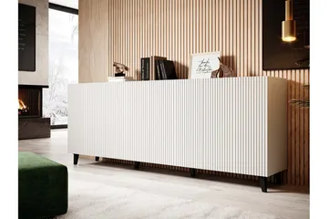 Juniskär Skänk med Förvaring 40x82x200 cm - Vit / Svart / Trä / Ribbad - Möbler - TV- & Mediamöbler - TV bänk & mediabänk