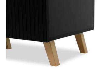 Juniskär Tv bänk med Förvaring + Hyllor 40x52x200 - Svart / Brun / Ribbad - Möbler - TV- & Mediamöbler - TV bänk & mediabänk