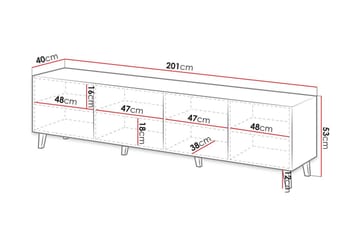 Juniskär Tv bänk med Förvaring + Hyllor 40x52x200 - Svart / Brun / Ribbad - Möbler - TV- & Mediamöbler - TV bänk & mediabänk