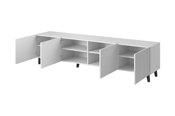 Juniskär Tv bänk med Förvaring + Hyllor 40x52x200 - Svart / Brun / Ribbad - Möbler - TV- & Mediamöbler - TV bänk & mediabänk