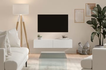 Juniskär Vägghängd Ribbad TV-bänk - Vit - Möbler - TV- & Mediamöbler - TV bänk & mediabänk