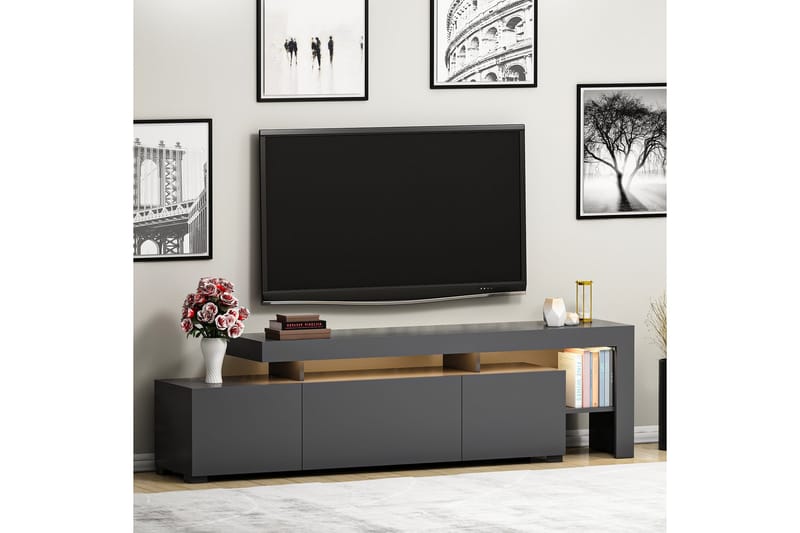 Jurukovo Tv-bänk 192 cm - Antracit - Möbler - TV- & Mediamöbler - TV bänk & mediabänk