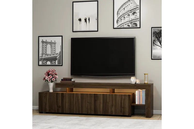 Jurukovo Tv-bänk 192x37 cm Brun - Hanah Home - Möbler - TV- & Mediamöbler - TV bänk & mediabänk