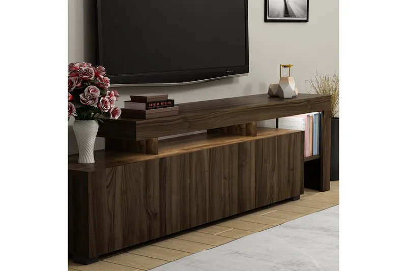 Jurukovo Tv-bänk 192x37 cm Brun - Hanah Home - Möbler - TV- & Mediamöbler - TV bänk & mediabänk