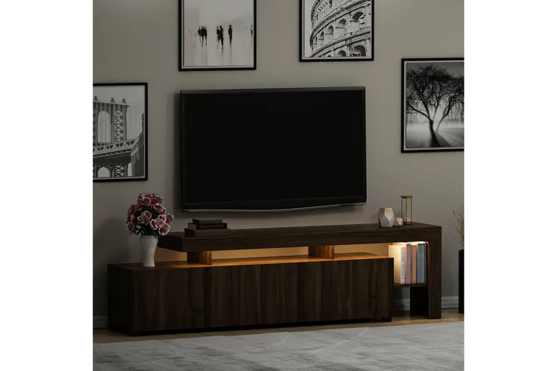 Jurukovo Tv-bänk 192x37 cm Brun - Hanah Home - Möbler - TV- & Mediamöbler - TV bänk & mediabänk