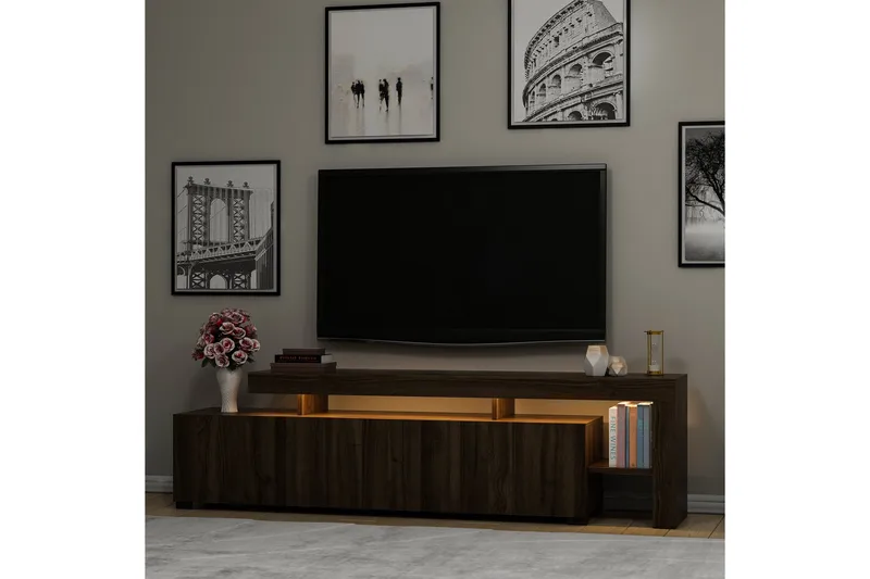 Jurukovo Tv-bänk 192x37 cm Brun - Hanah Home - Möbler - TV- & Mediamöbler - TV bänk & mediabänk