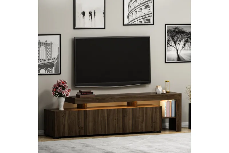 Jurukovo Tv-bänk 192x37 cm Brun - Hanah Home - Möbler - TV- & Mediamöbler - TV bänk & mediabänk