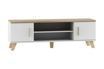 Kardos Golvstående TV-bänk 160 cm med Förvaring i Ek - Vit|Beige - Möbler - TV- & Mediamöbler - TV bänk & mediabänk