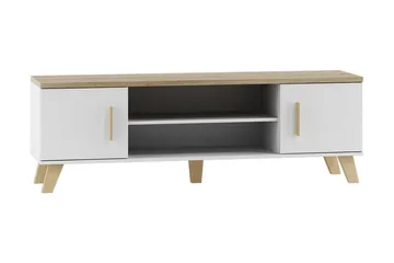 Kardos TV-bänk 160 cm - Vit/Ek - Möbler - TV- & Mediamöbler - TV bänk & mediabänk