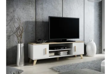 Kardos TV-bänk 160 cm - Vit/Ek - Möbler - TV- & Mediamöbler - TV bänk & mediabänk