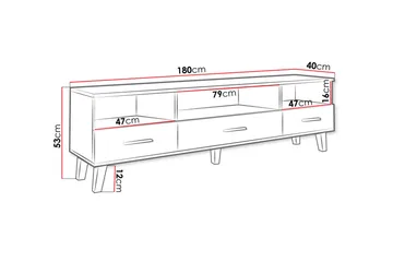 Kardos TV-bänk 180 cm - Vit/Ek - Möbler - TV- & Mediamöbler - TV bänk & mediabänk
