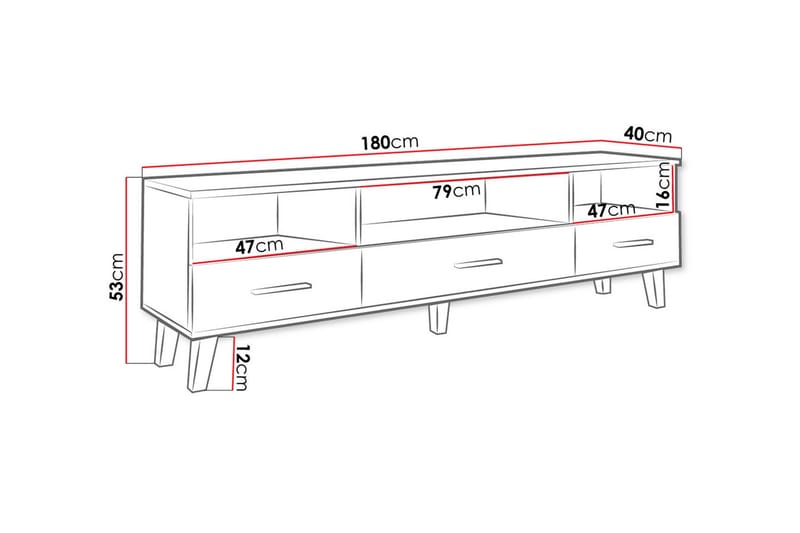 Kardos TV-bänk 180 cm - Vit/Ek - Möbler - TV- & Mediamöbler - TV bänk & mediabänk