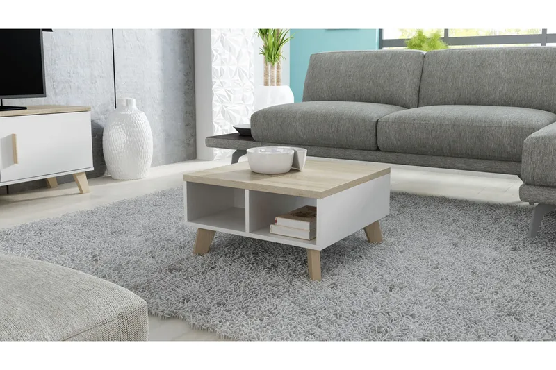 Kardos TV-bänk 60 cm - Vit/Ek - Möbler - TV- & Mediamöbler - TV bänk & mediabänk