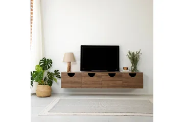 Khalidur Vägghängd Tv Bänk 180 cm med Förvaring i Valnöt - Brun - Möbler - TV- & Mediamöbler - TV bänk & mediabänk
