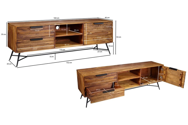 Kimbal TV-Bänk 160 cm - Trä/natur - Möbler - TV- & Mediamöbler - TV bänk & mediabänk