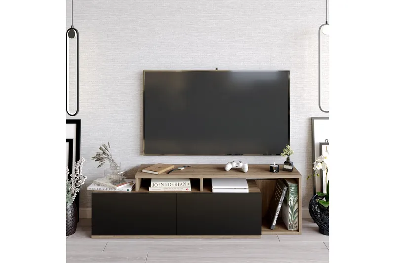 Lameyze Tv-bänk 150 cm - Mörkbrun/Svart - Möbler - TV- & Mediamöbler - TV bänk & mediabänk