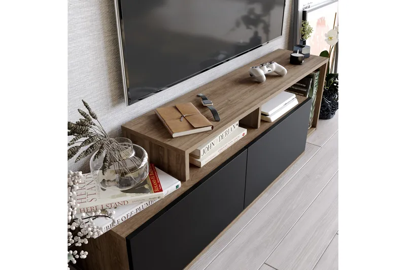 Lameyze Tv-bänk 150 cm - Mörkbrun/Svart - Möbler - TV- & Mediamöbler - TV bänk & mediabänk