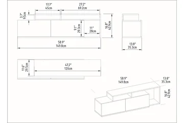 Lameyze Tv-bänk 150 cm - Natur/Vit - Möbler - TV- & Mediamöbler - TV bänk & mediabänk